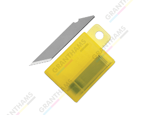 Yellow cutting blade holder with a sharp blade, ideal for Roland VG3 and VG2 Solvent Printers.
