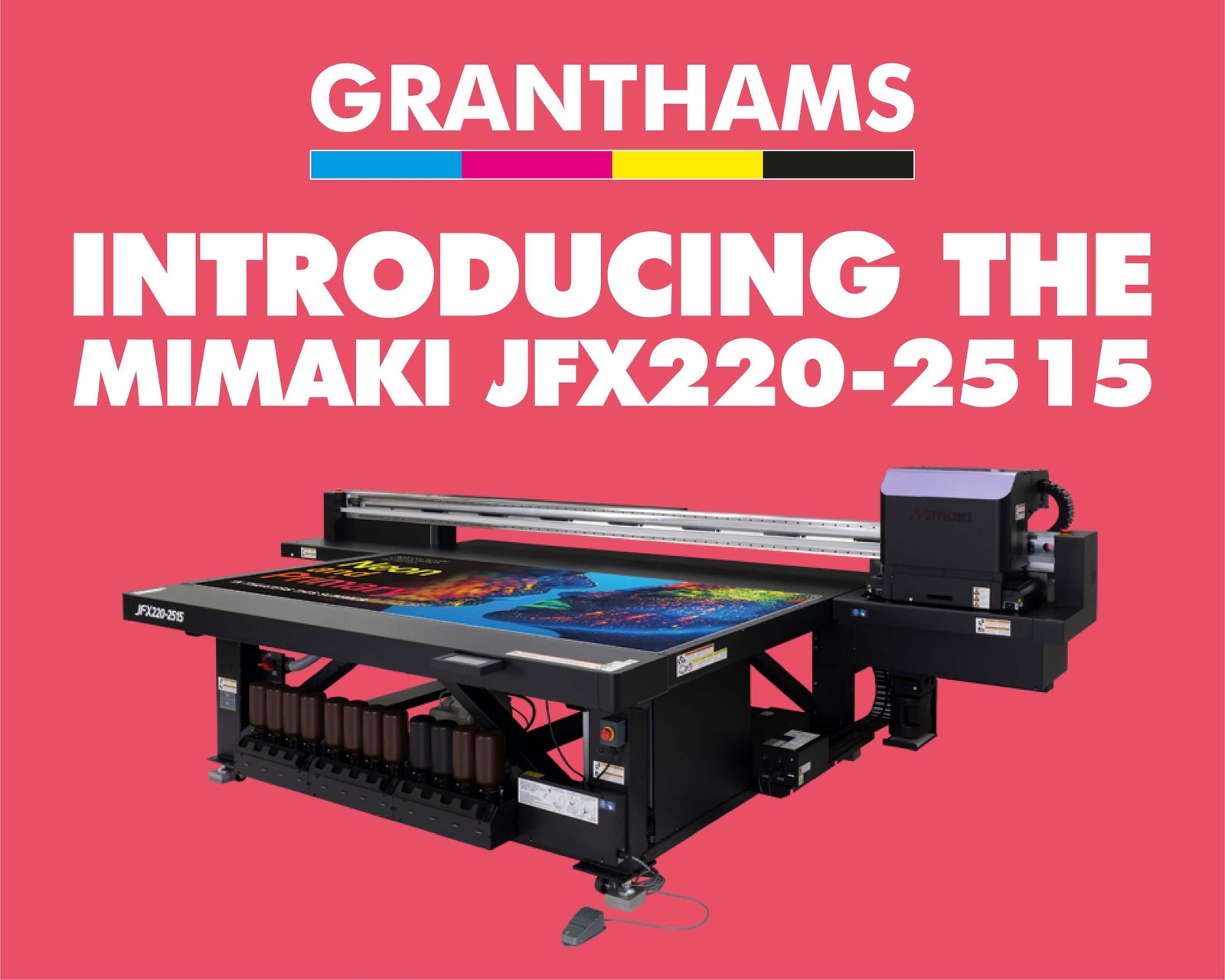 Mimaki JFX220-2515 Flatbed Printer showcasing advanced features and vibrant print capabilities.