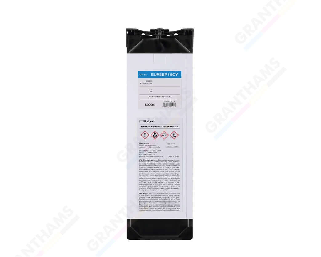 Roland ECOUV 5 (EUV5EP10) Ink Cartridge - 1-litre, Cyan ink pouch for TrueVIS MG2 Series, 1000ml capacity.