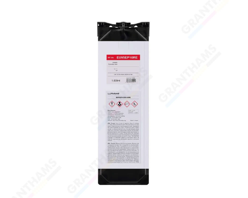 Roland ECOUV 5 (EUV5EP10) Ink Cartridge - 1-litre in red, high-capacity 1-litre pouch for quality prints.