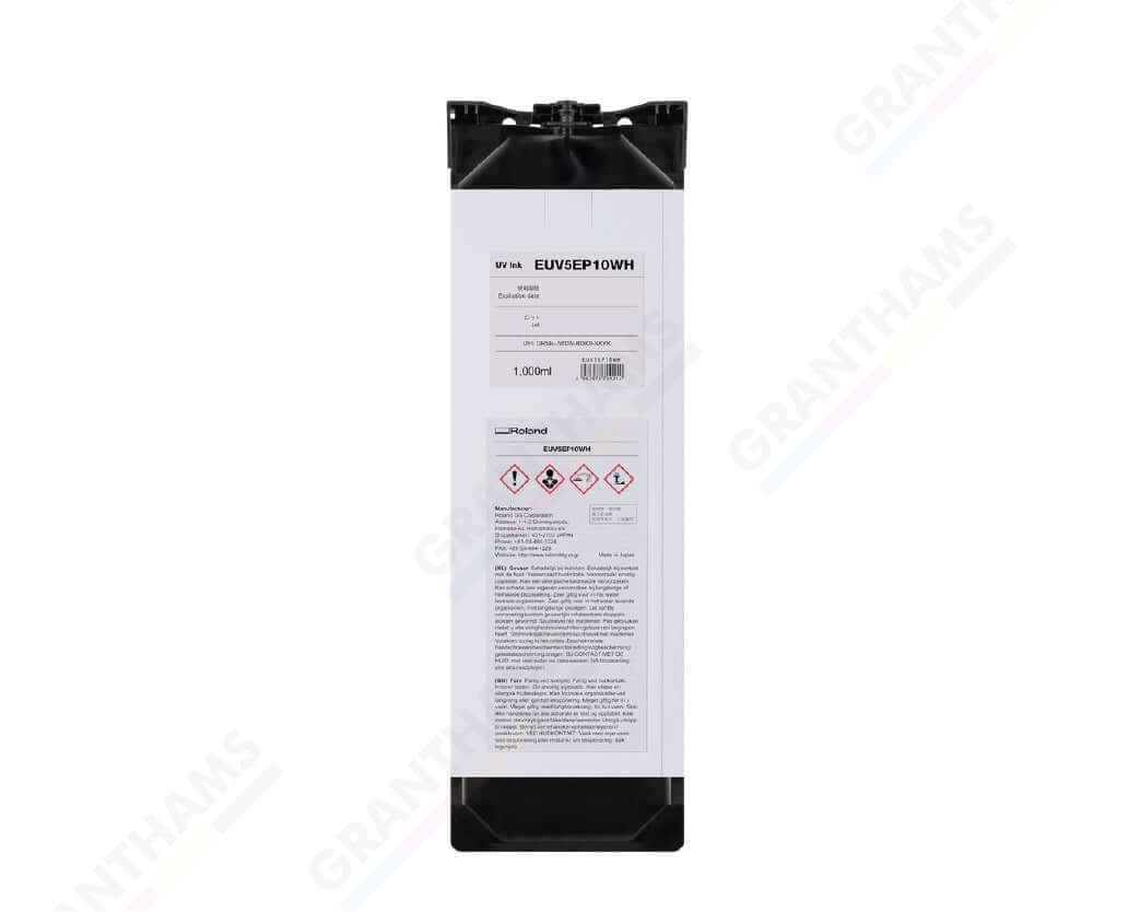 Roland ECOUV 5 (EUV5EP10) Ink Cartridge - 1-litre in white packaging with labels and safety warnings.