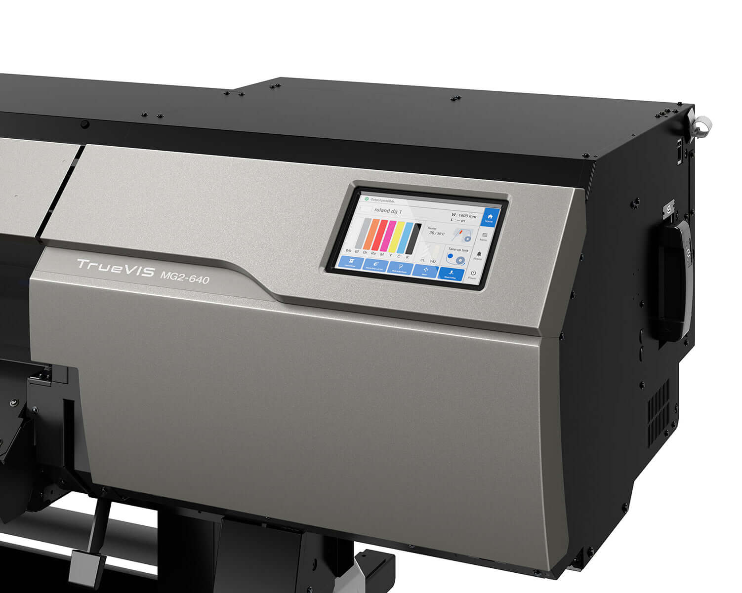 Roland TrueVIS MG2-640 UV Printer / Cutter (64-inch) with digital display and cutting features.