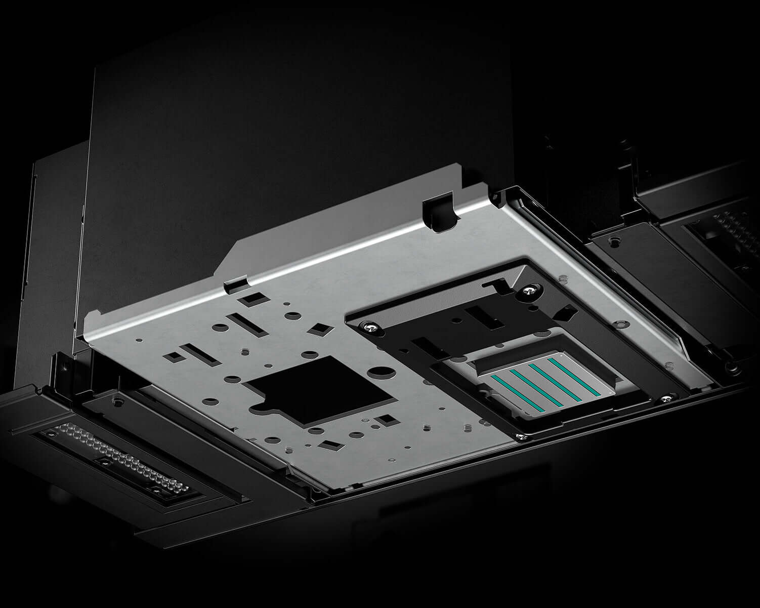 Close-up view of the internal mechanism of the Roland TrueVIS MG2-640 UV Printer / Cutter (64-inch).
