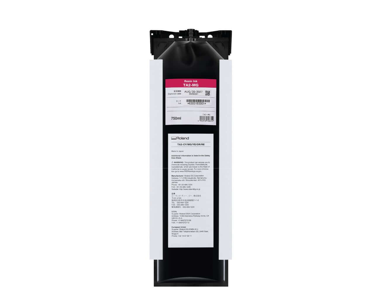 Roland TA2 Latex AG-640 Ink Pouches - 750ml in Magenta color with advanced latex ink features.