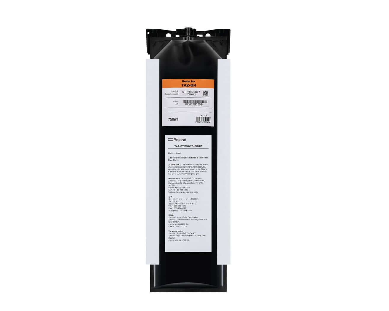 Roland TA2 Latex AG-640 Ink Pouches - 750ml, Orange ink pouch for TrueVIS AG-640 printer.