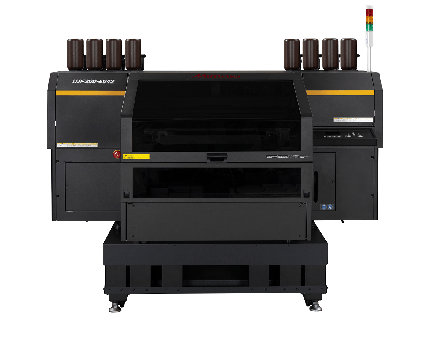 Mimaki UJF200-6042 A2 Flatbed Printer showcasing its advanced design for UV-LED printing on dimensional objects.