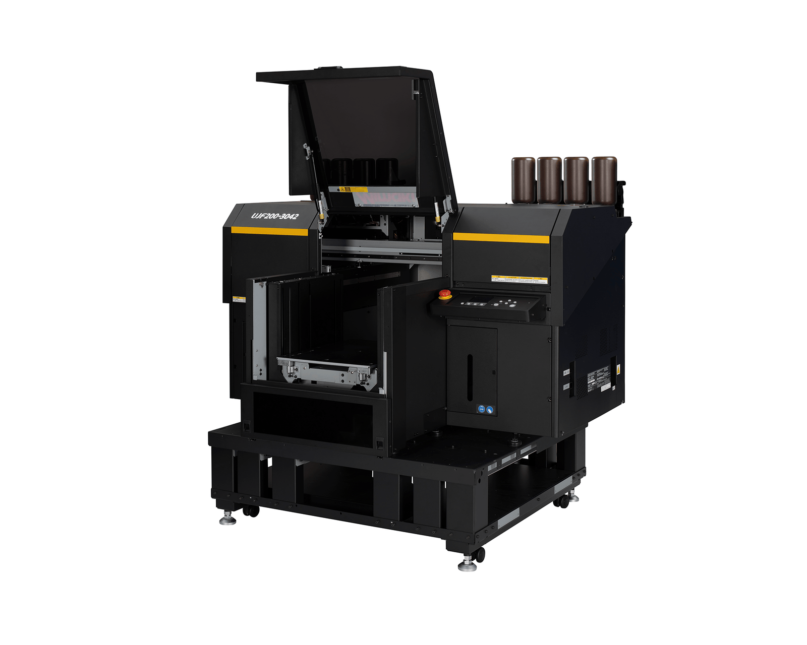 Mimaki UJF200-3042 A3 Flatbed Printer showcasing its open design and printing capabilities.