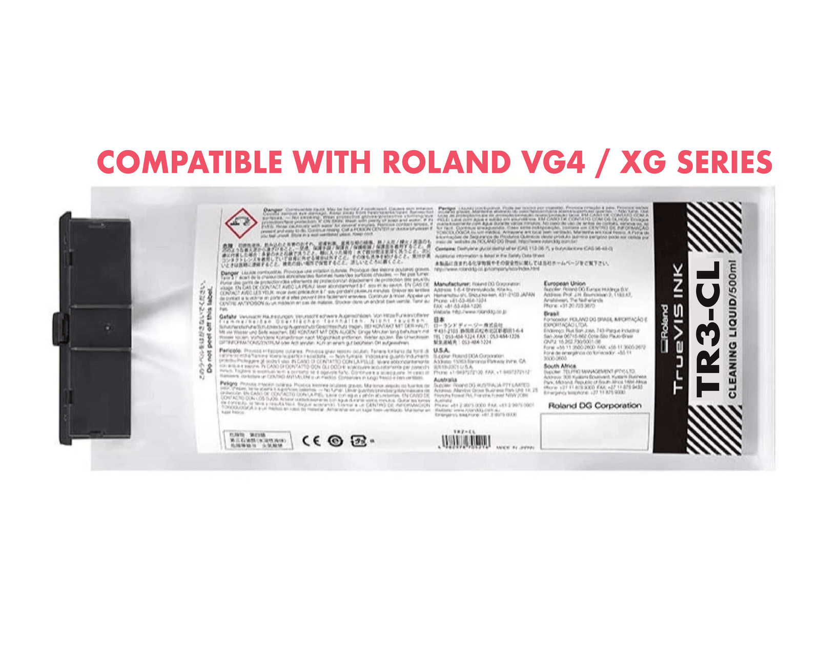 Roland VG4 Consumables 500ml TR3 Cleaning Pouch for Roland VG4 and XG Series printers.