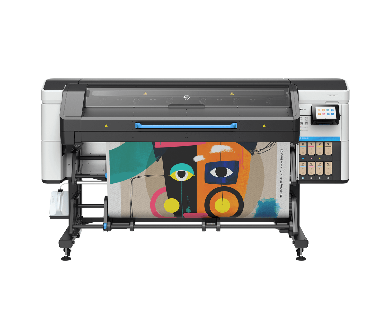 HP Latex 730 Printer displaying vibrant print on canvas, showcasing high-quality outdoor printing capabilities.