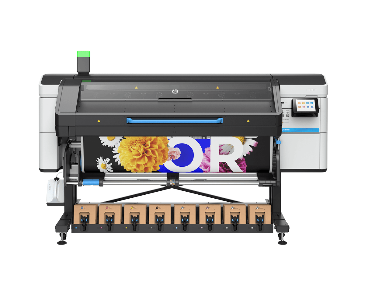 HP Latex 830 Printer showcasing vibrant graphics with eco-friendly water-based inks for large format printing.