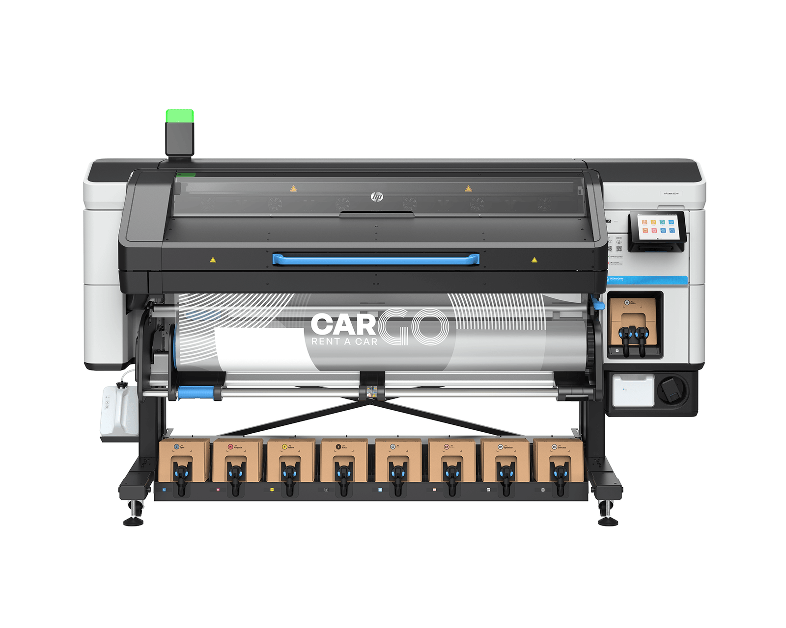 HP Latex 830W printer showcasing advanced printing technology for vibrant graphics and efficiency in large format printing.