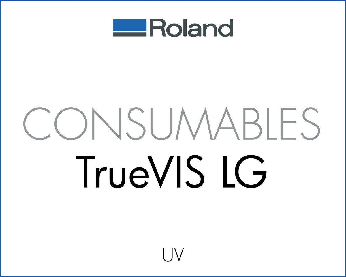 Roland LG TrueVIS consumables for UV printers and cutters, featuring essential supplies and accessories.