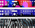 Close-up of a colorful electronic keyboard with graphic panels and black and white zebra pattern keys.