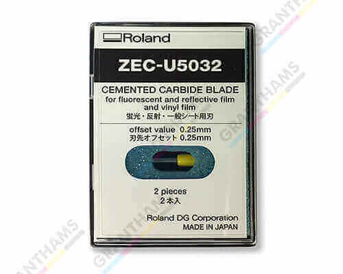 Roland ZEC-U5032 cemented carbide cutting blade for vinyl and reflective films, pack of 2, made in Japan.